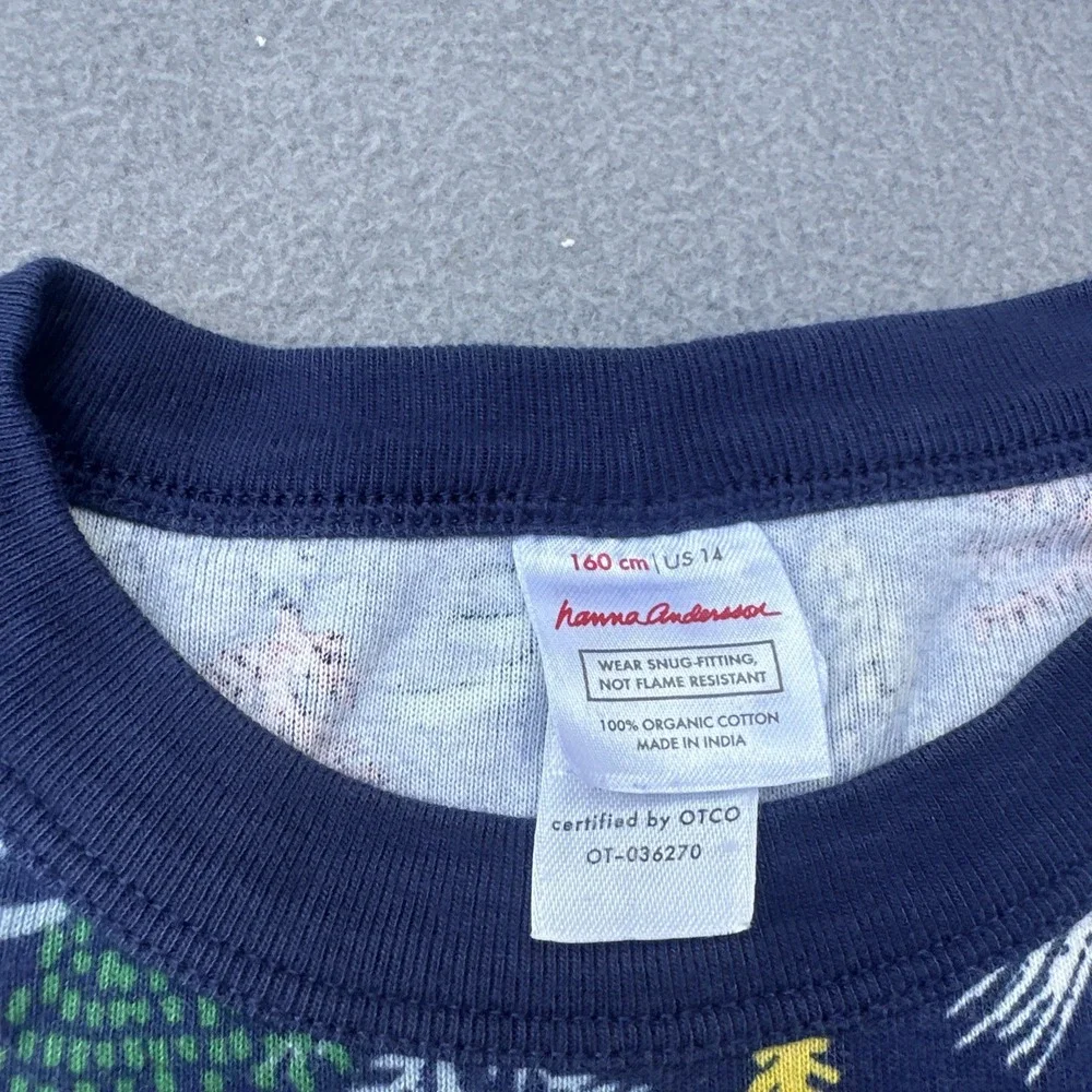 Hanna Andersson Twinkly Trees on Navy Organic Cotton Pajamas 2 Pc PJ Set Size 14